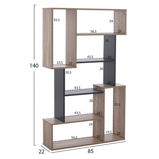 ΒΙΒΛΙΟΘΗΚΗ SHAY HM8768.02 85X22X140 ΓΚΡΙ