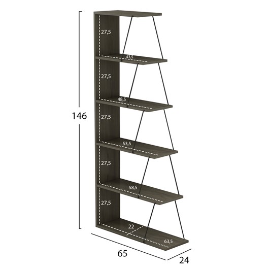 ΒΙΒΛΙΟΘΗΚΗ ΜΙΝΙ TARS HM2241.13 OLIVE GREY ME ΜΑΥΡΕΣ ΒΕΡΓΕΣ 65x22-24x146Υεκ.