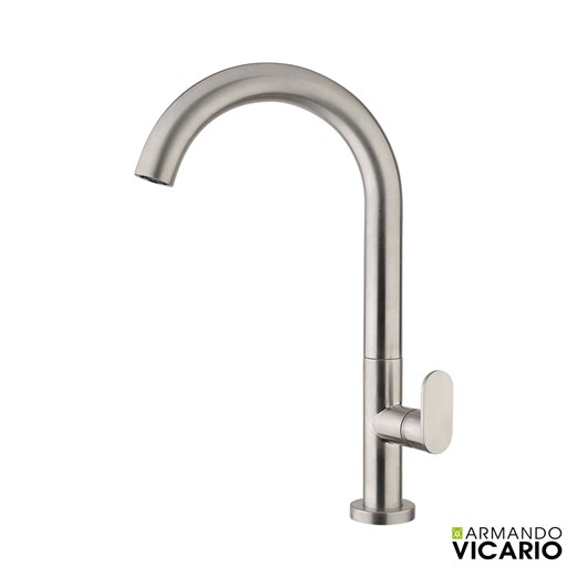 Μπαταρία Νιπτήρα Υψηλή με Βαλβίδα Clic-Clac Slim Vicario Inox