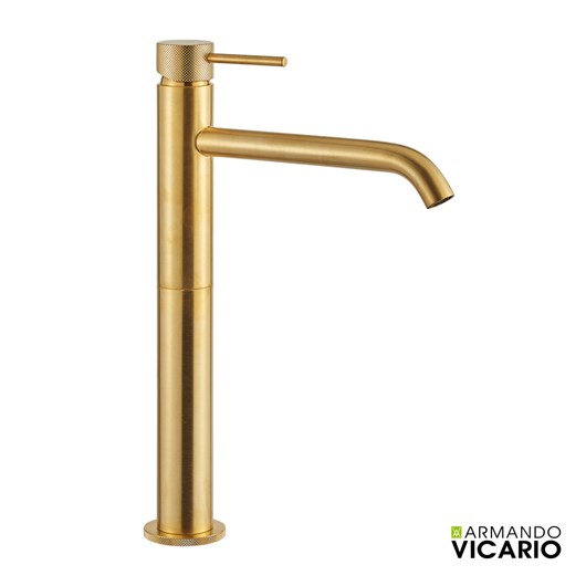 Μπαταρία Νιπτήρα Υψηλή με Βαλβίδα Clic-Clac industrial Vicario Brushed Gold