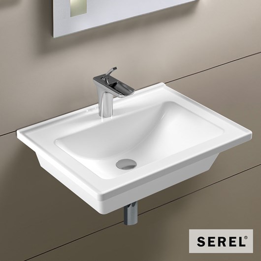 Νιπτήρας Πορσελάνης Slim 60x46 (1 οπή) SEREL White