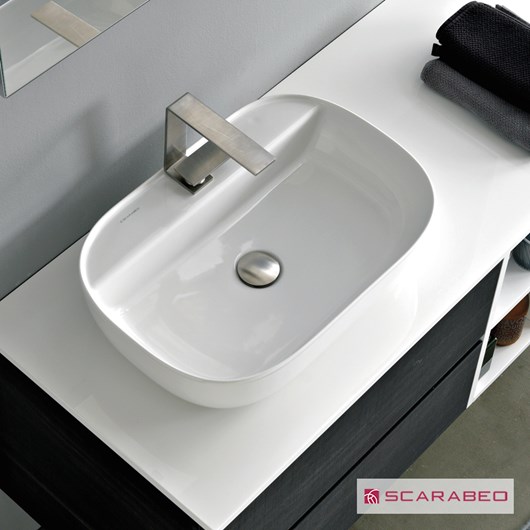 Νιπτήρας Πορσελάνης Glam56/R 56x38 (1 οπή) Scarabeo White