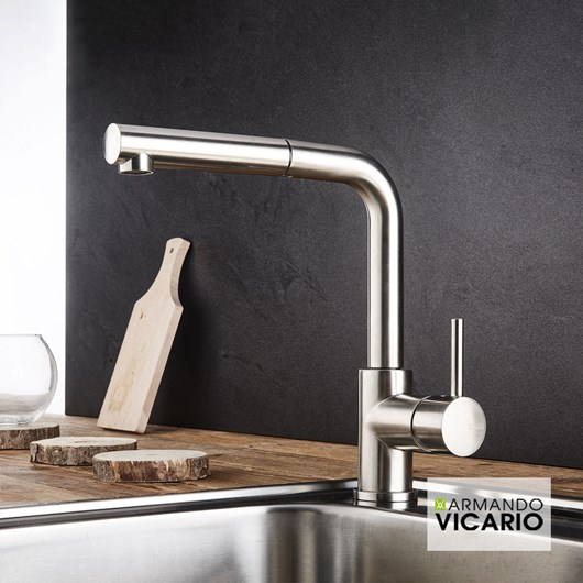 Μπαταρία Νεροχύτη Κουζίνας Fluo Vicario Inox finish