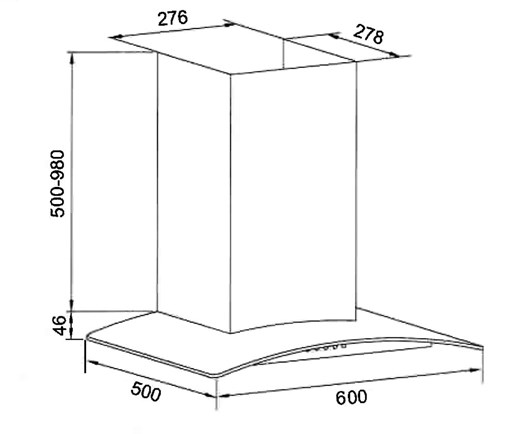 Geman Απορροφητήρας με γυαλί 600x500x46mm (3388A) (UG16)