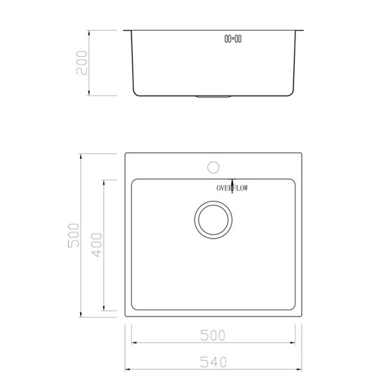 Geman Νεροχύτης Ένθετος Ανοξείδωτος Μ54xΠ50cm Inox