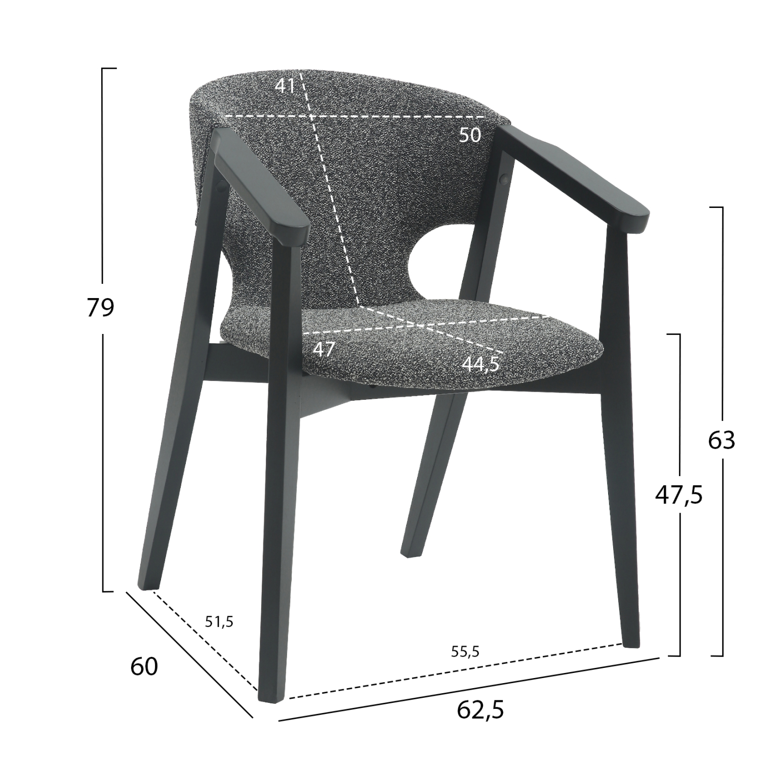 ΠΟΛΥΘΡΟΝΑ YEGER HM9995.01 ΞΥΛΟ ΟΞΙΑΣ ΣΕ ΜΑΥΡΟ-ΣΚΟΥΡΟ ΓΚΡΙ ΥΦΑΣΜΑ 59x58x78Υεκ.