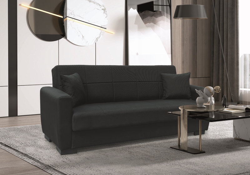 ANIMA BLACK ΥΦΑΣΜΑ 3ΘΕΣΙΟΣ ΚΑΝΑΠΕΣ/ΚΡΕΒΑΤΙ ΜΕ ΑΠΟΘ.ΧΩΡΟ 210X80X75εκ.