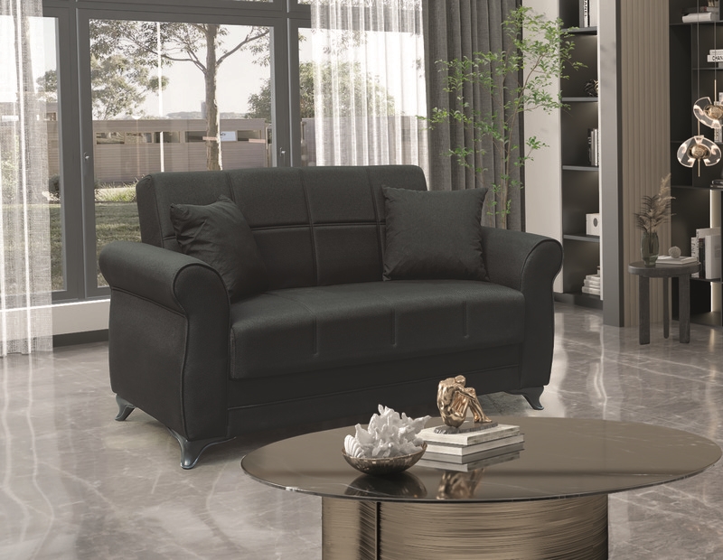 LENA BLACK ΥΦΑΣΜΑ 2ΘΕΣΙΟΣ ΚΑΝΑΠΕΣ/ΚΡΕΒΑΤΙ ΜΕ ΑΠΟΘ.ΧΩΡΟ 150Χ80Χ75εκ.