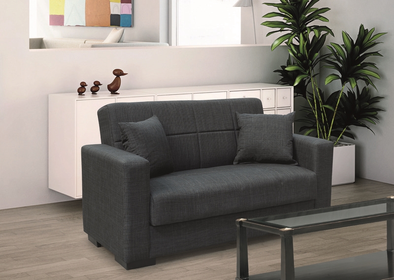 ROVER DARK GREY ΥΦΑΣΜΑ 2ΘΕΣΙΟΣ ΚΑΝΑΠΕΣ/ΚΡΕΒΑΤΙ ΜΕ ΑΠΟΘ.ΧΩΡΟ 150Χ80Χ75εκ.