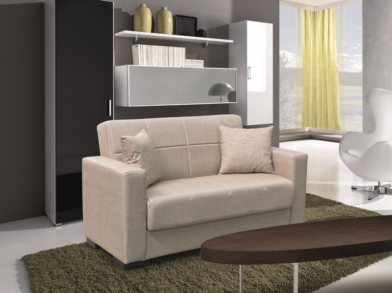 ROVER LIGHT BROWN ΥΦΑΣΜΑ 2ΘΕΣΙΟΣ ΚΑΝΑΠΕΣ/ΚΡΕΒΑΤΙ ΜΕ ΑΠΟΘ.ΧΩΡΟ 150Χ80Χ75εκ.