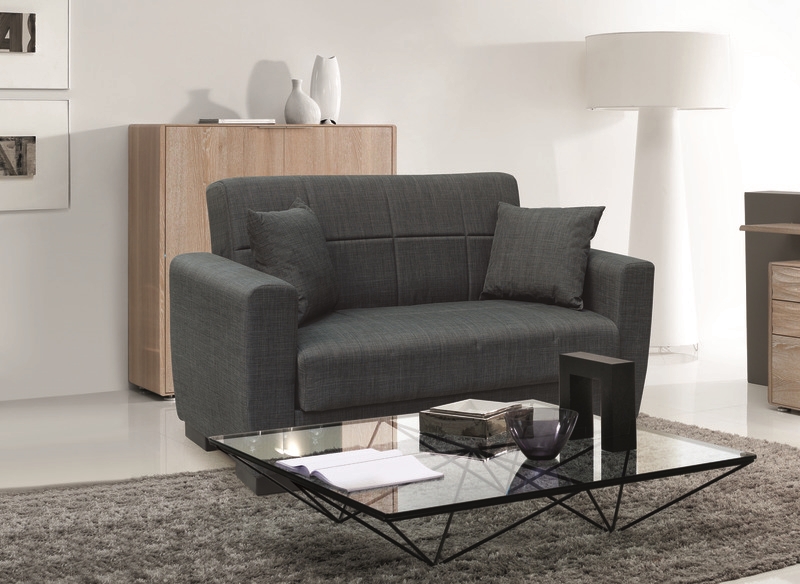 ANIMA DARK GREY ΥΦΑΣΜΑ 2ΘΕΣΙΟΣ ΚΑΝΑΠΕΣ/ΚΡΕΒΑΤΙ ΜΕ ΑΠΟΘ.ΧΩΡΟ 150Χ80Χ75εκ.