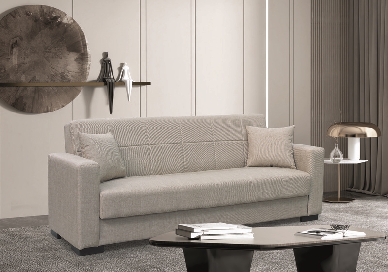 ROVER LIGHT BROWN ΥΦΑΣΜΑ 3ΘΕΣΙΟΣ ΚΑΝΑΠΕΣ/ΚΡΕΒΑΤΙ ΜΕ ΑΠΟΘ.ΧΩΡΟ 210X80X75εκ.