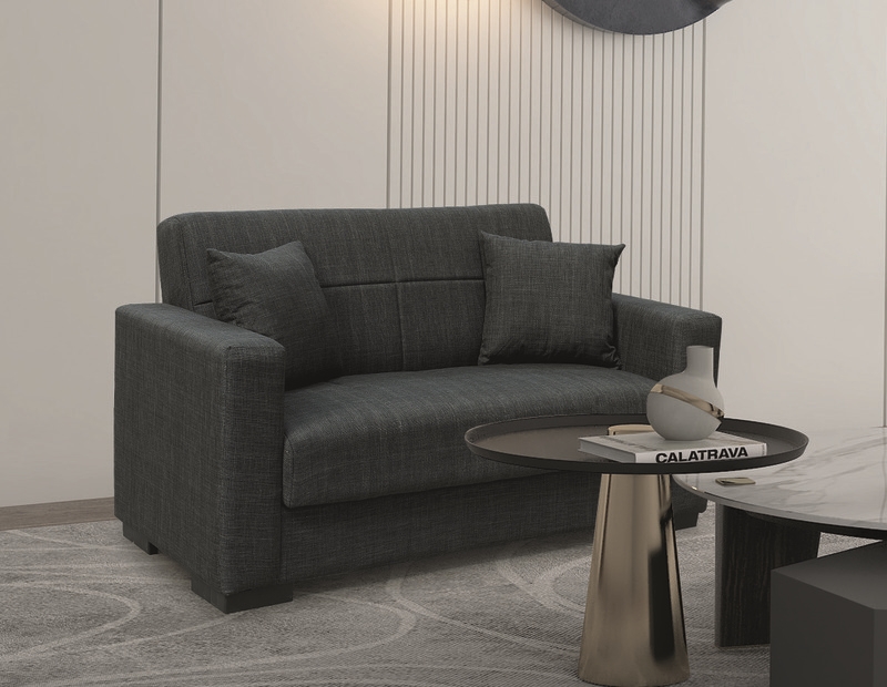 ROVER BLACK ΥΦΑΣΜΑ 2ΘΕΣΙΟΣ ΚΑΝΑΠΕΣ/ΚΡΕΒΑΤΙ ΜΕ ΑΠΟΘ.ΧΩΡΟ 150Χ80Χ75εκ.