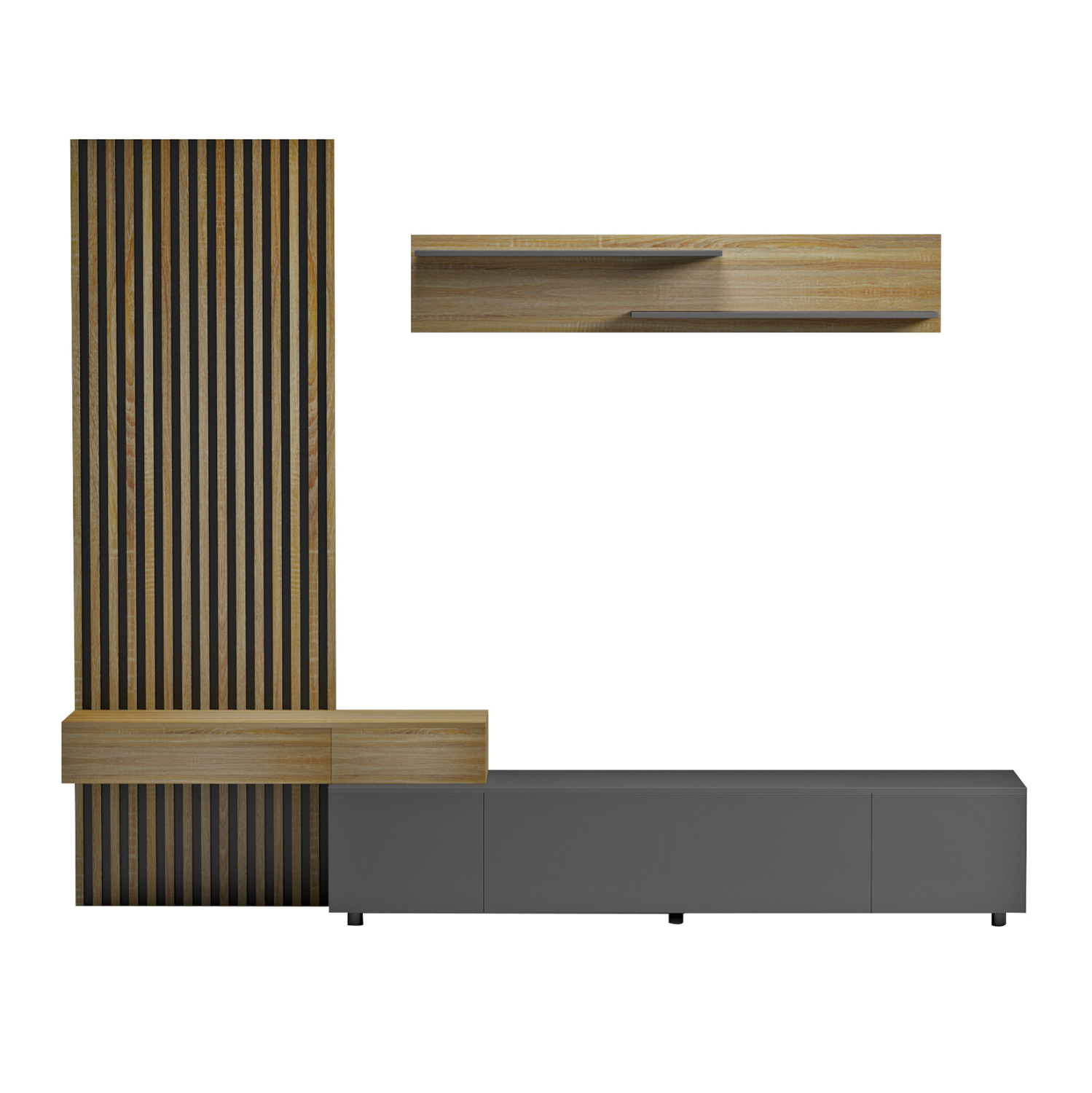 ΣΥΝΘΕΣΗ ΤΗΛΕΟΡΑΣΗΣ DORT HM18076.02 ΜΕΛΑΜΙΝΗ ΣΕ ΣΟΝΑΜΑ-ΣΚΟΥΡΟ ΓΚΡΙ 249.5x42.2x199.5Υεκ