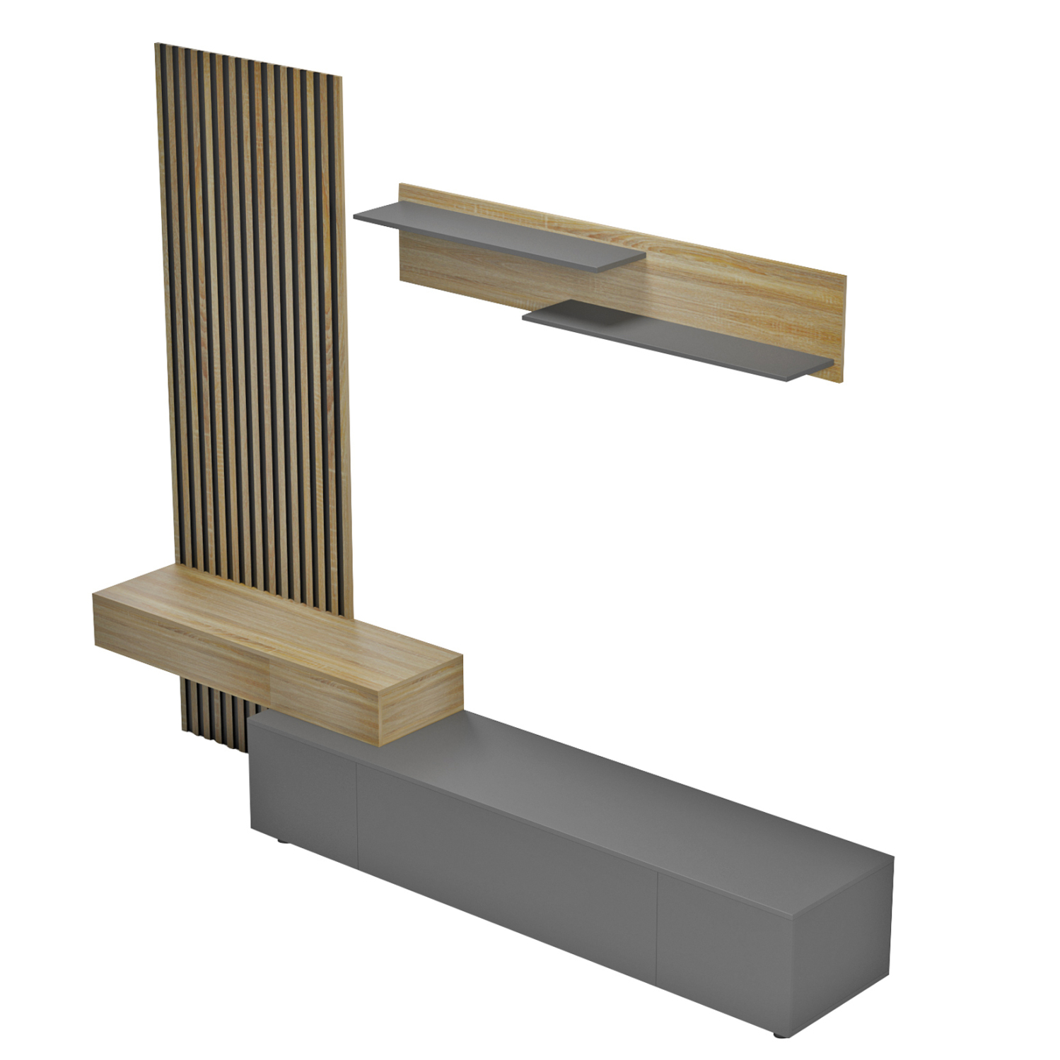 ΣΥΝΘΕΣΗ ΤΗΛΕΟΡΑΣΗΣ DORT HM18076.02 ΜΕΛΑΜΙΝΗ ΣΕ ΣΟΝΑΜΑ-ΣΚΟΥΡΟ ΓΚΡΙ 249.5x42.2x199.5Υεκ