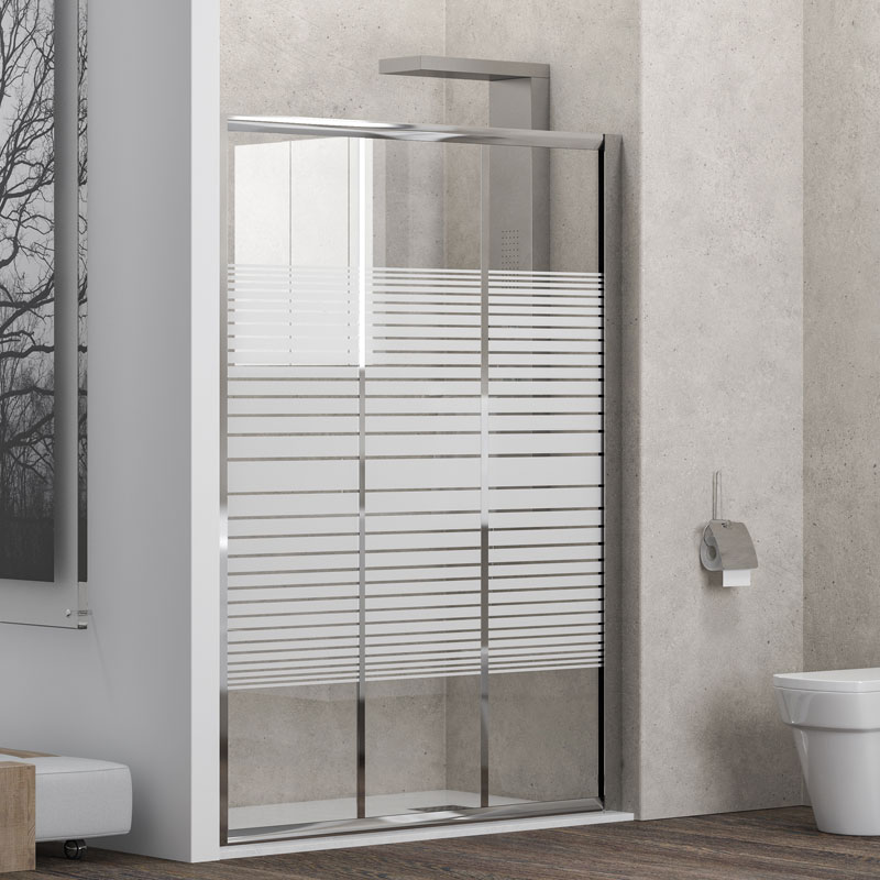 Καμπίνα από τοίχο σε τοίχο με σεριγραφάτο κρύσταλλο PENTA 300 Cromo KARAG 100x180cm