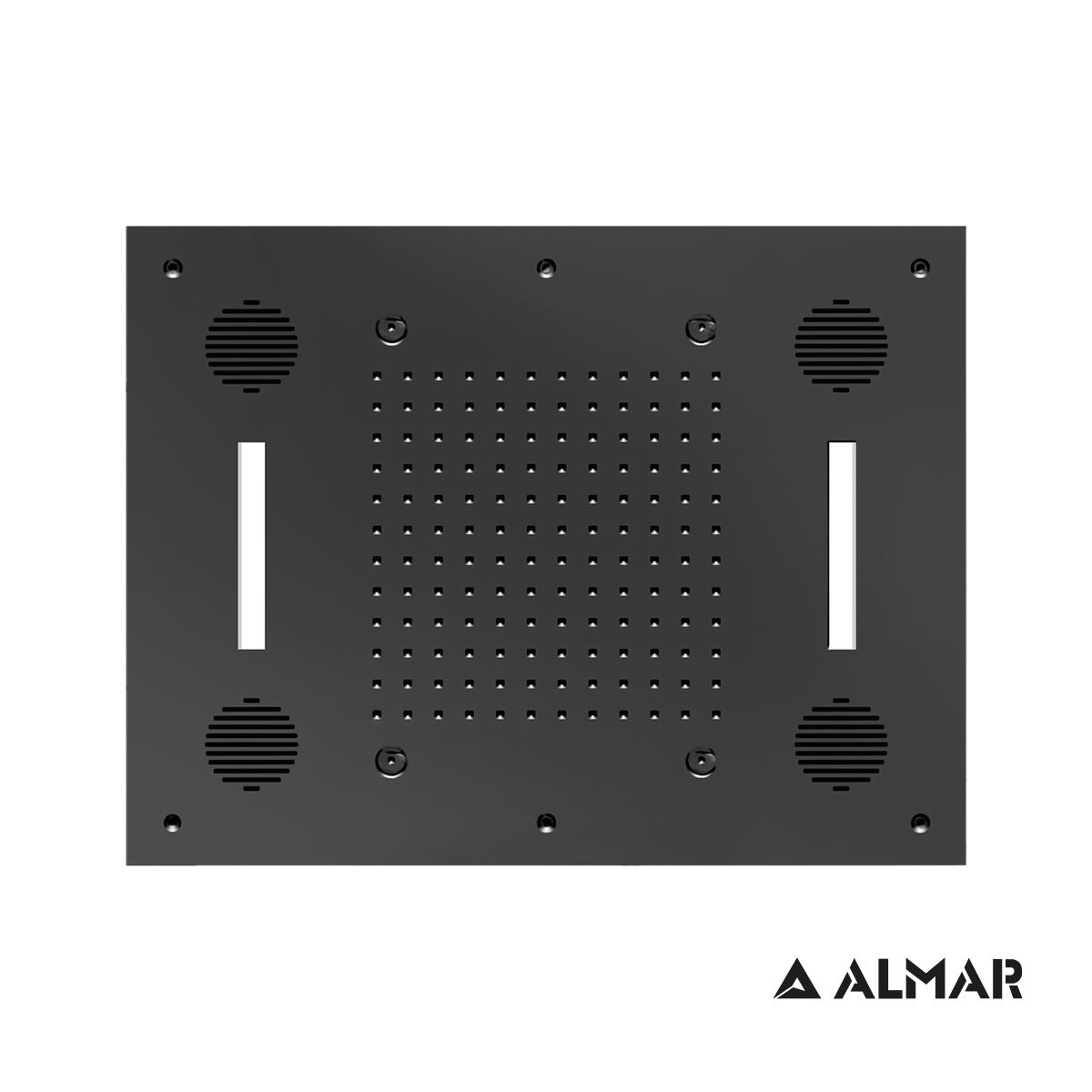 Κεφαλή Ντουζ Εντοιχισμού Οροφής 63x48 με Σύνδεση Bluetooth και Χρωματοθεραπεία, Almar PVD Black Brushed