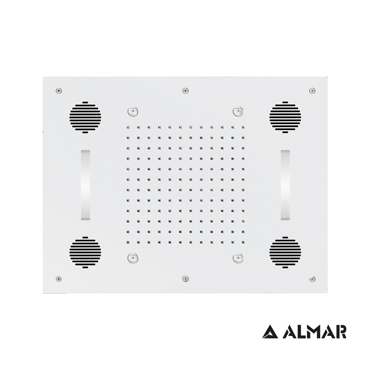 Κεφαλή Ντουζ Εντοιχισμού Οροφής 63x48 με Σύνδεση Bluetooth και Χρωματοθεραπεία, Almar White Matt