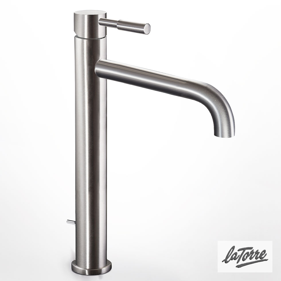 Μπαταρία Νιπτήρα Υψηλή με Βαλβίδα Clic-Clac Τech La Torre Inox
