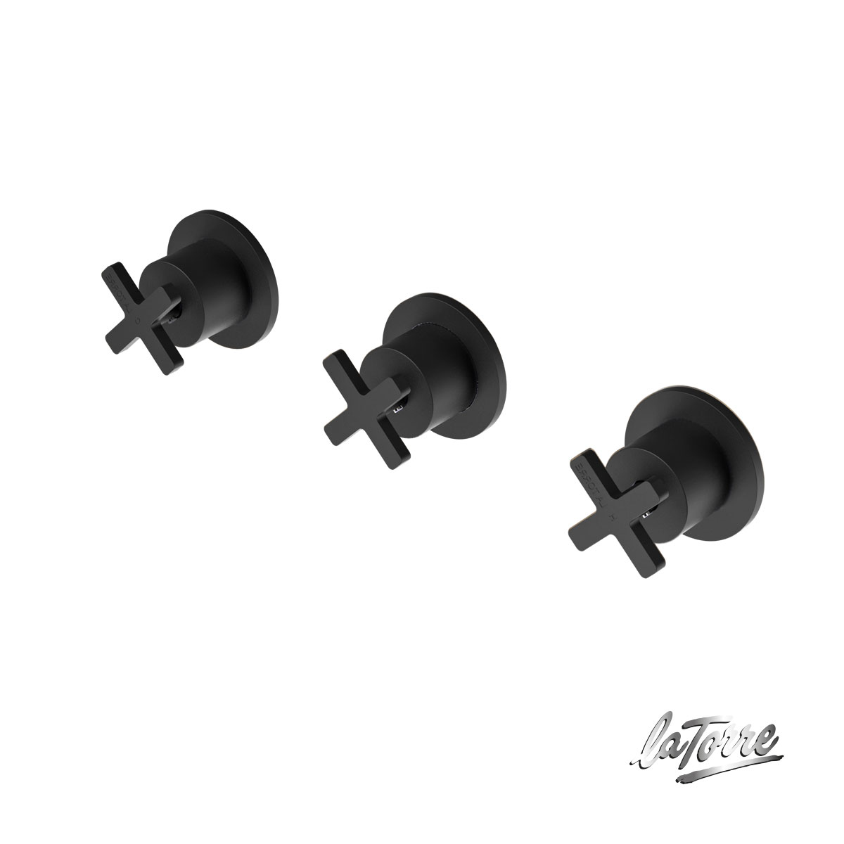 Βαλβίδες Ζεστό-Κρύο με εκτροπέα 3 εξόδων, La Torre Elle Cross Black Matt