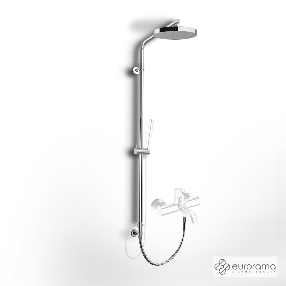 Σταθερή Κολώνα Ντους (Μη ρυθμιζόμενη στο ύψος) με κεφαλή Φ20 για σύνδεση μεΜπαταρία Λουτρού, Chrome