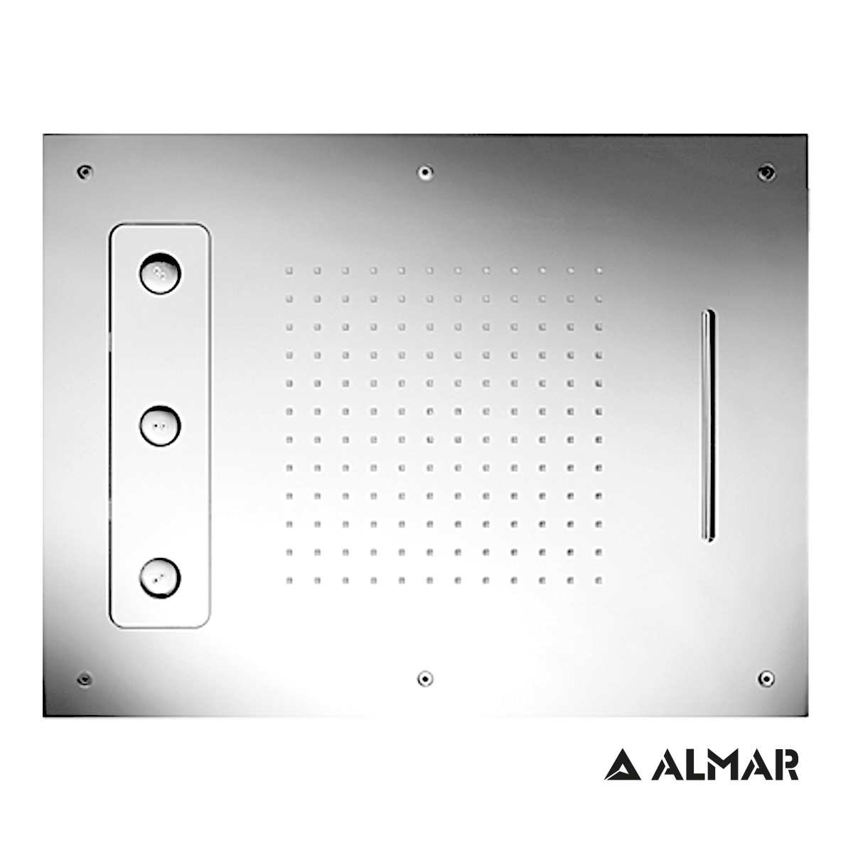 Κεφαλή Ντουζ Εντοιχισμού Οροφής 63x48, Almar Inox Chrome