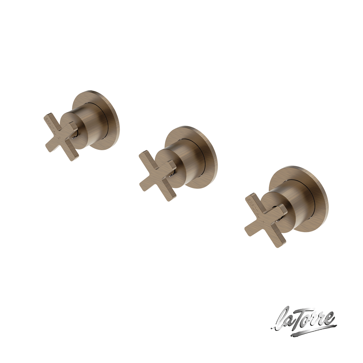 Βαλβίδες Ζεστό-Κρύο με εκτροπέα 3 εξόδων, La Torre Elle Cross Antique Brass
