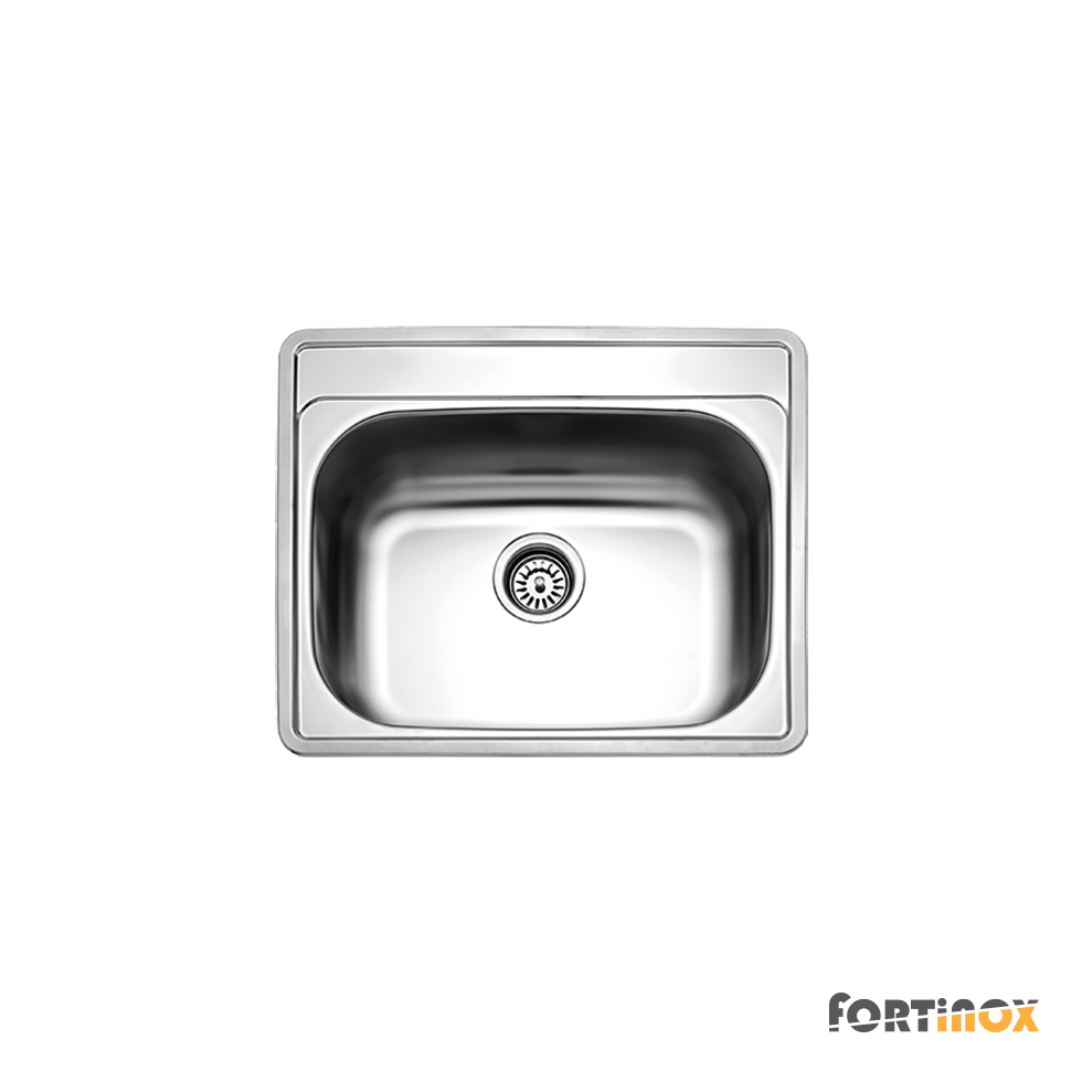 Νεροχύτης Κουζίνας Ανοξείδωτος Valley 60x50 με 1 Οπή, Fortinox Inox Λείο