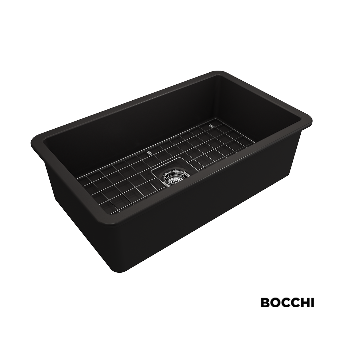 Νεροχύτης Κουζίνας Πορσελάνης Ένθετος - Υποκαθήμενος 81x48 Bocchi Black Matt