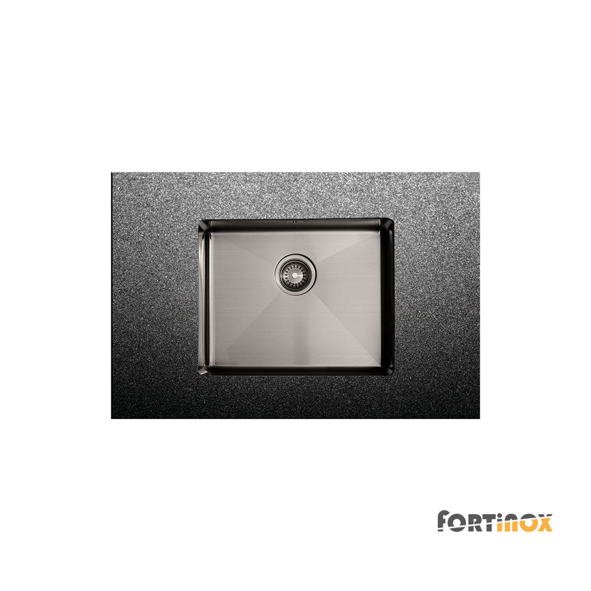 Νεροχύτης Κουζίνας Ανοξείδωτος Υποκαθήμενος Squadro 54x44 Fortinox Inox PVD Black Brushed