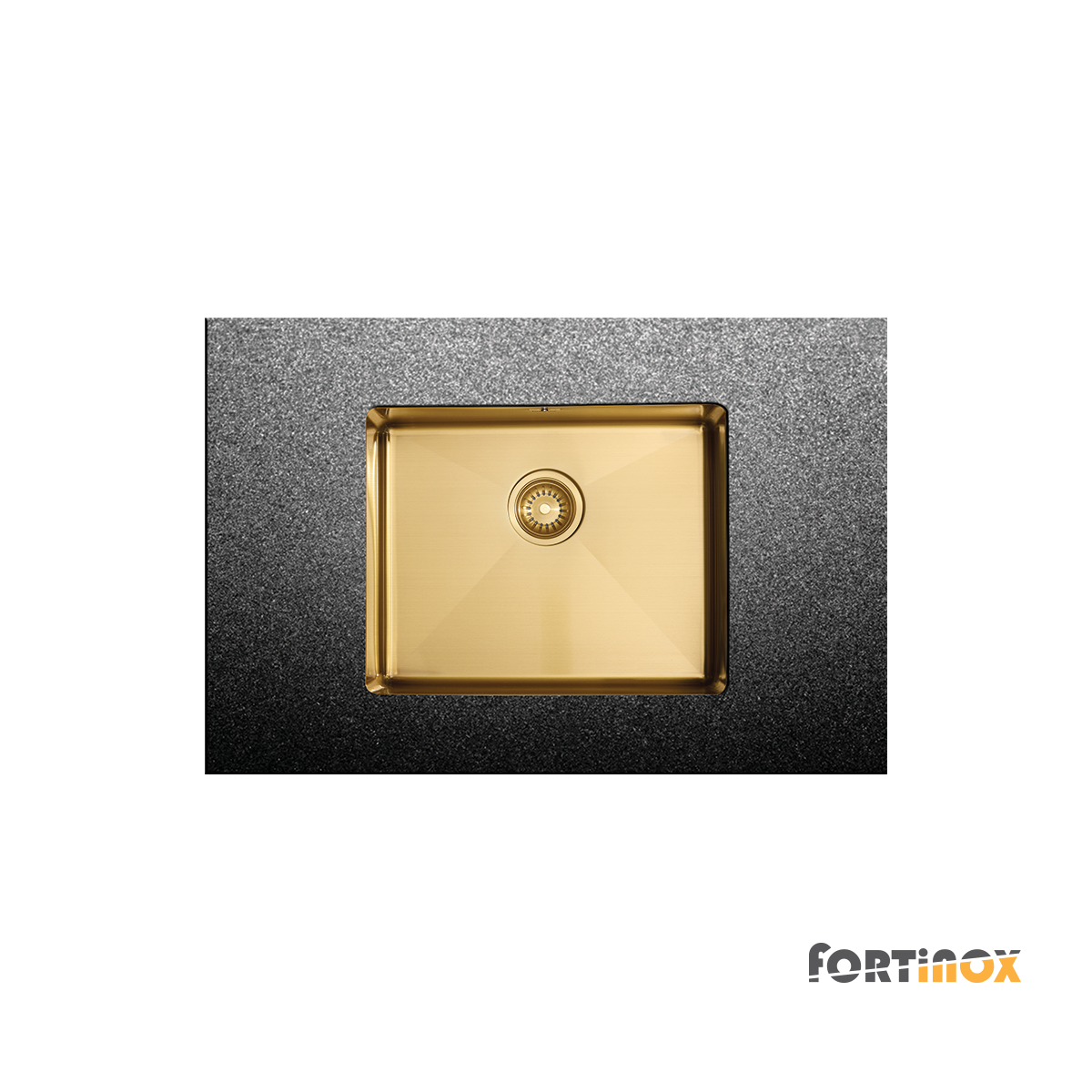Νεροχύτης Κουζίνας Ανοξείδωτος Υποκαθήμενος Squadro 54x44 Fortinox Inox PVD Brushed Gold