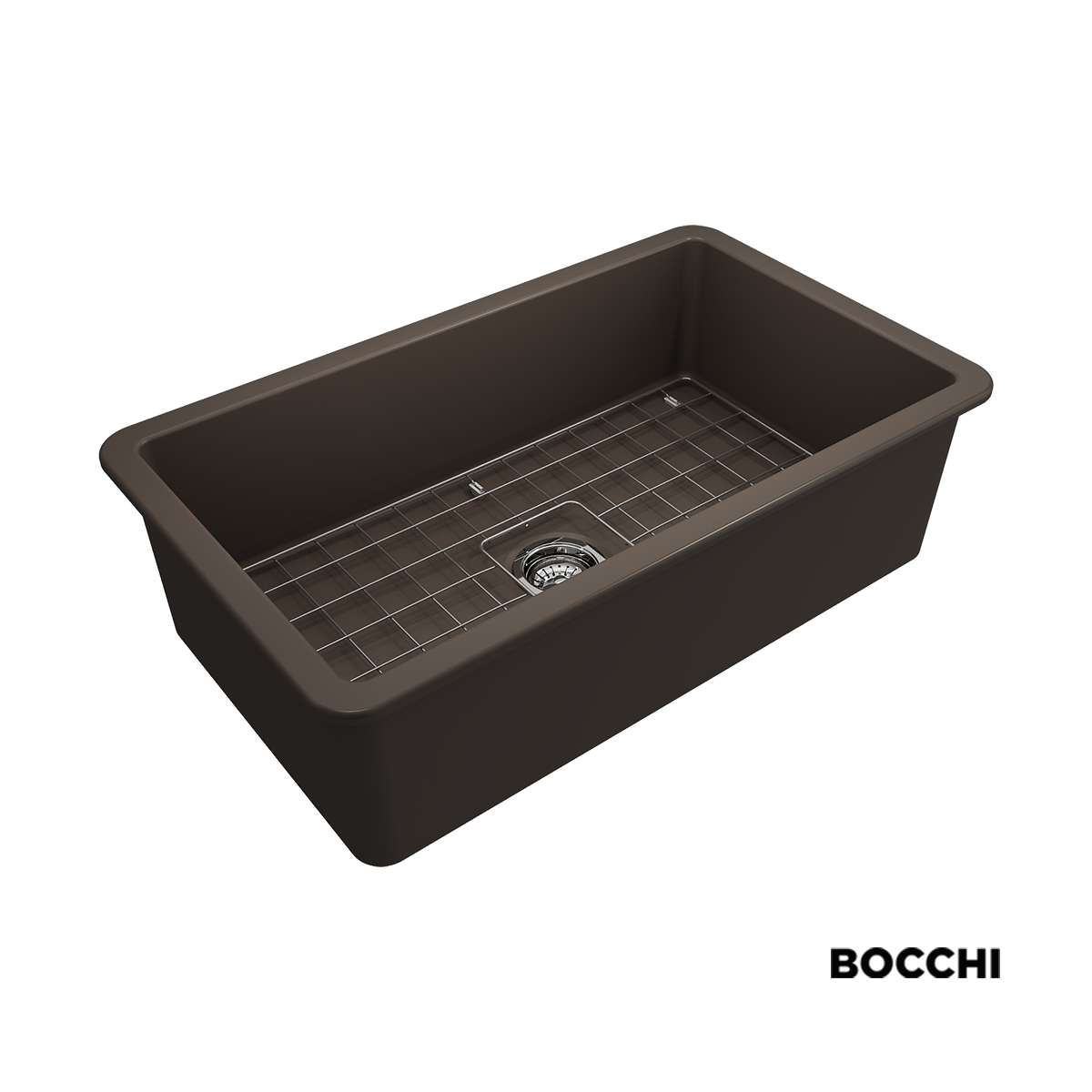 Νεροχύτης Κουζίνας Πορσελάνης Ένθετος - Υποκαθήμενος 81x48 Bocchi Brown Matt