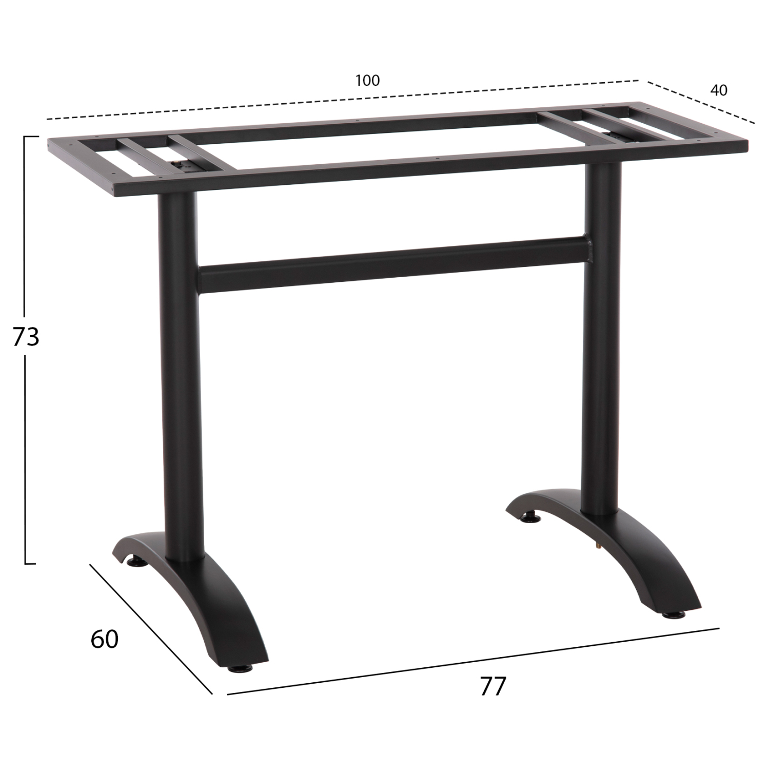ΒΑΣΗ ΤΡΑΠΕΖΙΟΥ ΜΕΤΑΛΛΙΚΗ ΔΙΠΛΗ HM461.11 ΜΑΥΡΗ ΜΑΤ ΜΕ ΡΕΓΟΥΛΑΤΟΡΟΥΣ 100Χ60Χ73Υεκ.