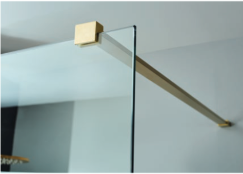 Devon Iwis Walk-In Διαχωριστικό Ντουζιέρας 87-79x200cm Clean Glass Gold Brushed