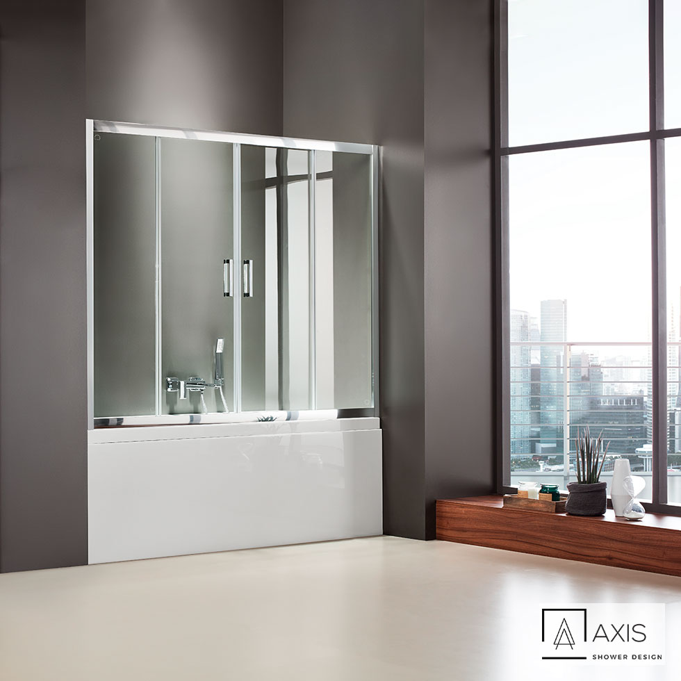 Συρόμενη διπλή πόρτα καμπίνας μπανιέρας AXIS 170 ύψους 140εκ. ρυθμιζόμενη από 167 έως 171εκ. Clear Chrome