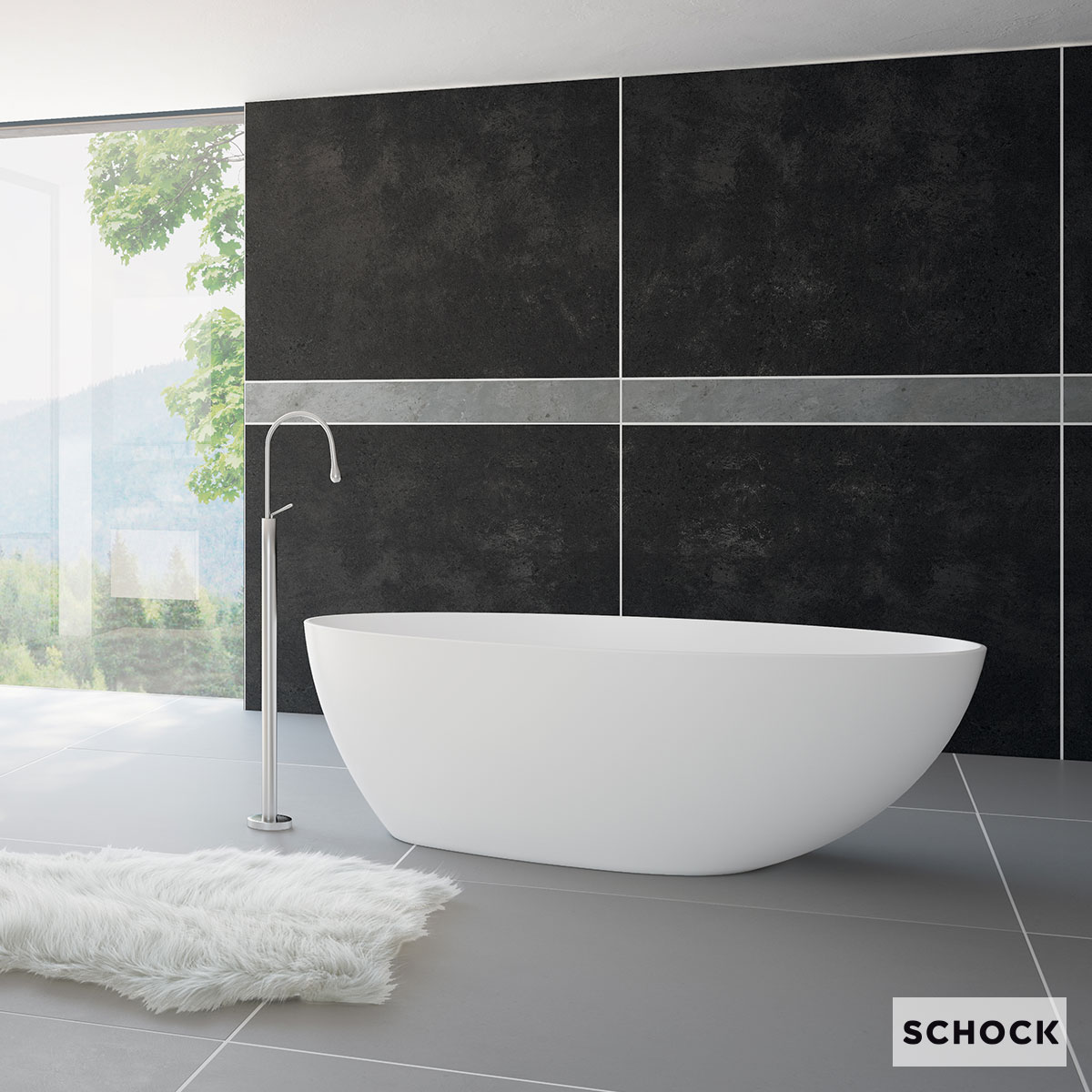 Μπανιέρα Ελεύθερης Τοποθέτησης CLIFF Freestanding 170x85, SCHOCK White Matt