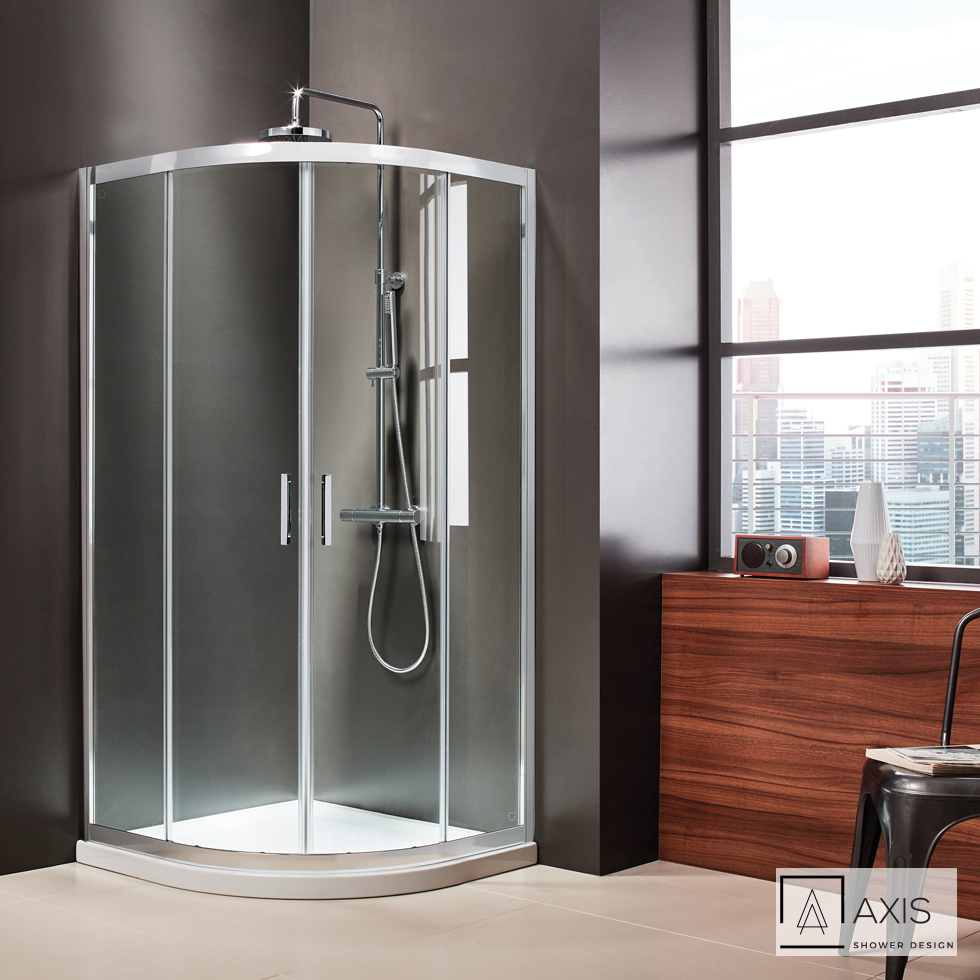 Ημικυκλική καμπίνα ντουζιέρας QUADRANT 90 (87-89εκ.), AXIS Clean Glass Chrome