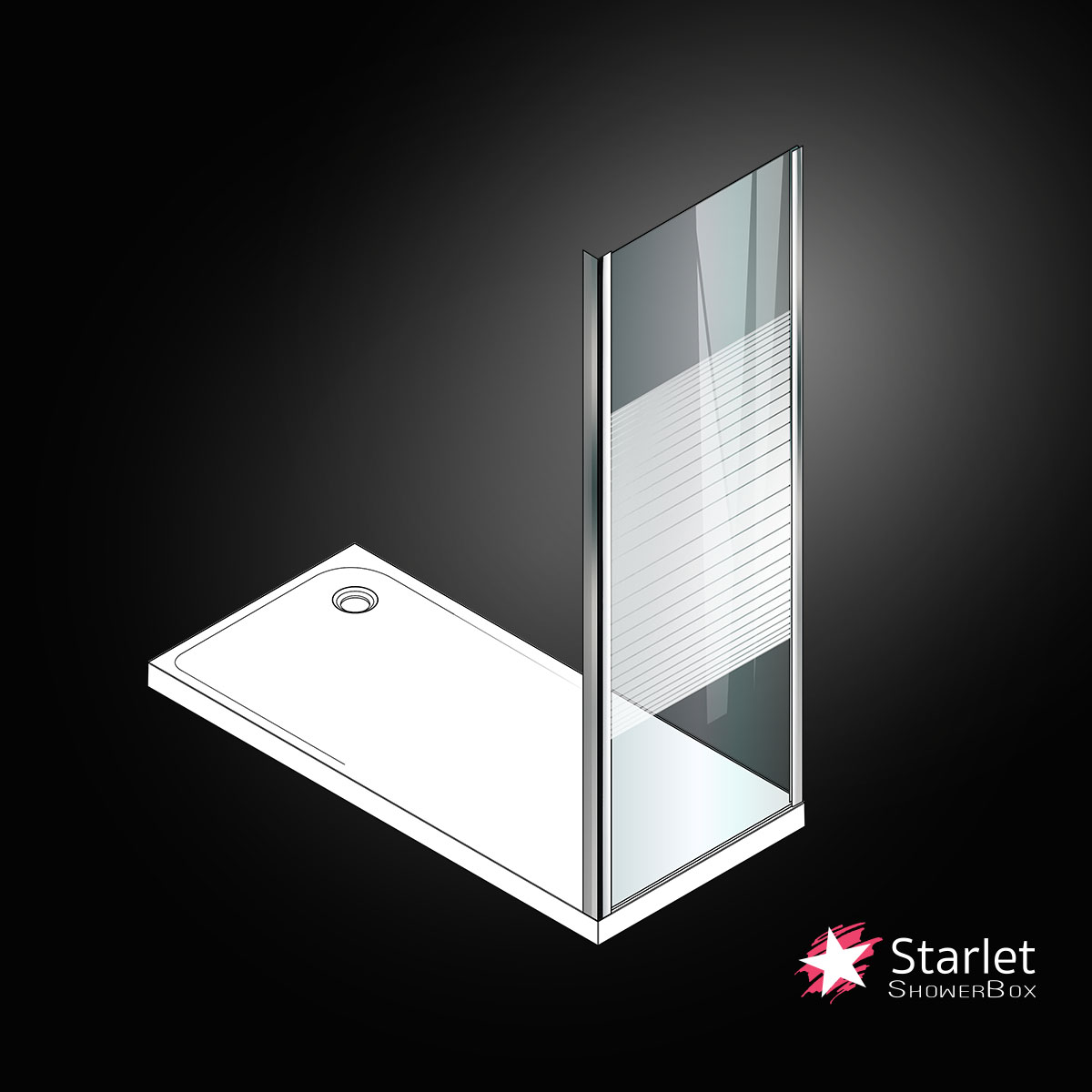 Σταθερό πλαϊνό κρύσταλλο πόρτας ντουζιέρας Starlet Side Panel 70 ρυθμιζόμενη διάσταση από 67 έως 69εκ., Stripes Chrome