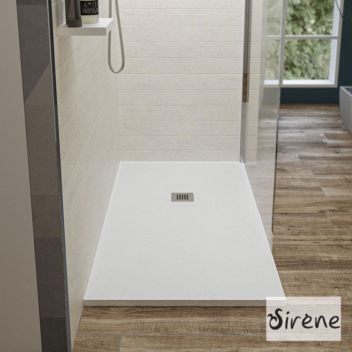 Ντουζιέρα Cast Marble (Χυτό μάρμαρο) με Βαλβίδα Slate 180 x 80 Sirene White Matt