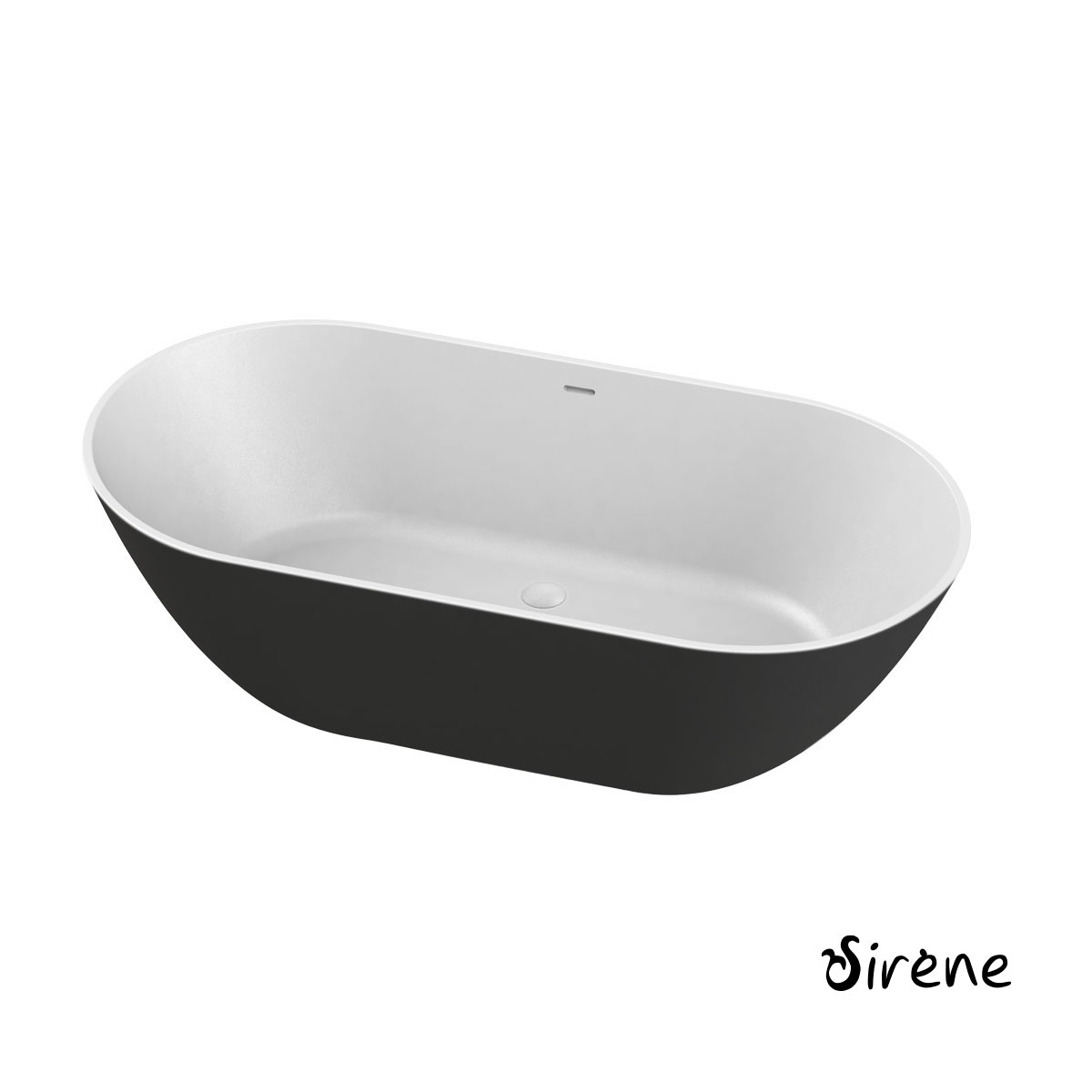 Μπανιέρα Solid Surface Ελεύθερης Τοποθέτησης CUSCO Freestanding 165x85, Sirene Black Matt /White Matt