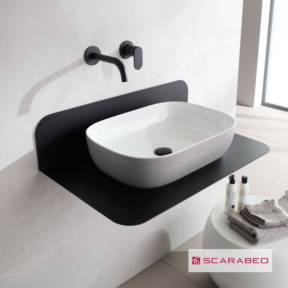 Έπιπλο μπάνιου Plana 80εκ. Black Matt χωρίς νιπτήρα, Scarabeo