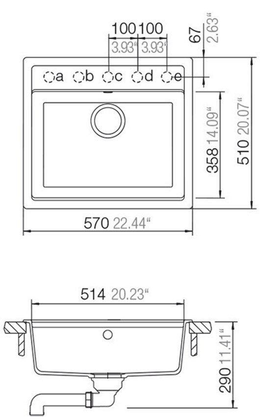 Schock Cristadur Mono 15090 Ένθετος Νεροχύτης 83,8x53cm Polaris