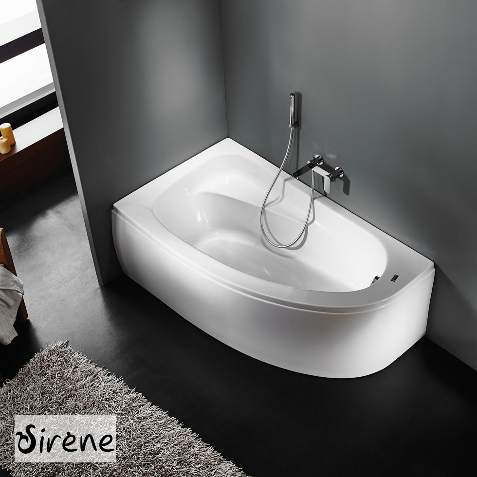 Μπανιέρα Ακρυλική MARINA με σύστημα Υδρομασάζ (0.88hp-6 jet) 160x90 Left, Sirene White