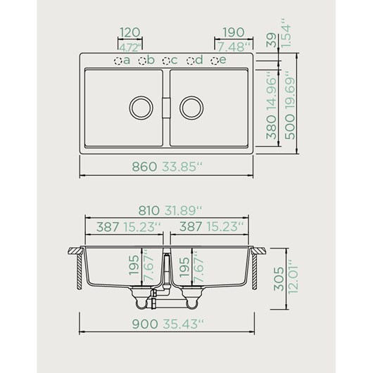 Schock Cristadur Mono Ένθετος Νεροχύτης 86x50cm Puro