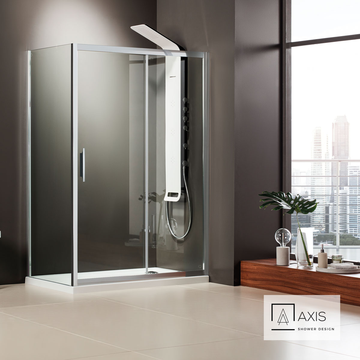 Συρόμενη πόρτα καμπίνας ντουζιέρας AXIS 160 ύψους 185εκ. ρυθμιζόμενη από 157 έως 161εκ. Clean Glass Chrome