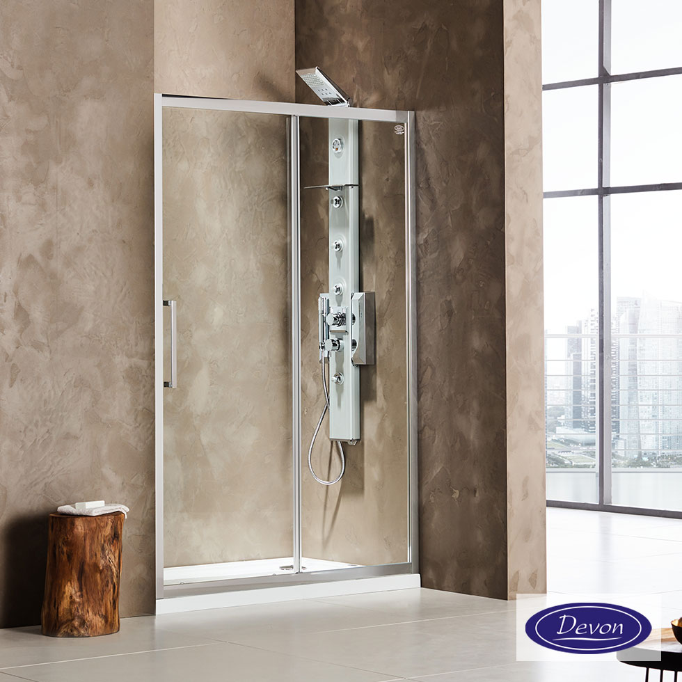 Συρόμενη πόρτα καμπίνας ντουζιέρας Primus Plus 100 ύψους 195εκ. ρυθμιζόμενη από 97 έως 101εκ. Devon Clean Glass Chrome