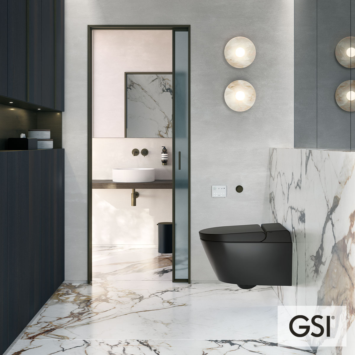 Λεκάνη Κρεμαστή PURA/59 Swirlflush με σύστημα ηλεκτρονικού μπιντέ, Ardesia GSI Ιταλίας