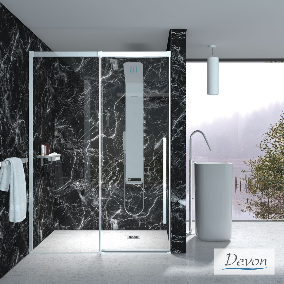 Συρόμενη πόρτα καμπίνας ντουζιέρας Smooth 110 ύψους 200εκ. ρυθμιζόμενη από 107 έως 111εκ. Devon Clean Glass Chrome