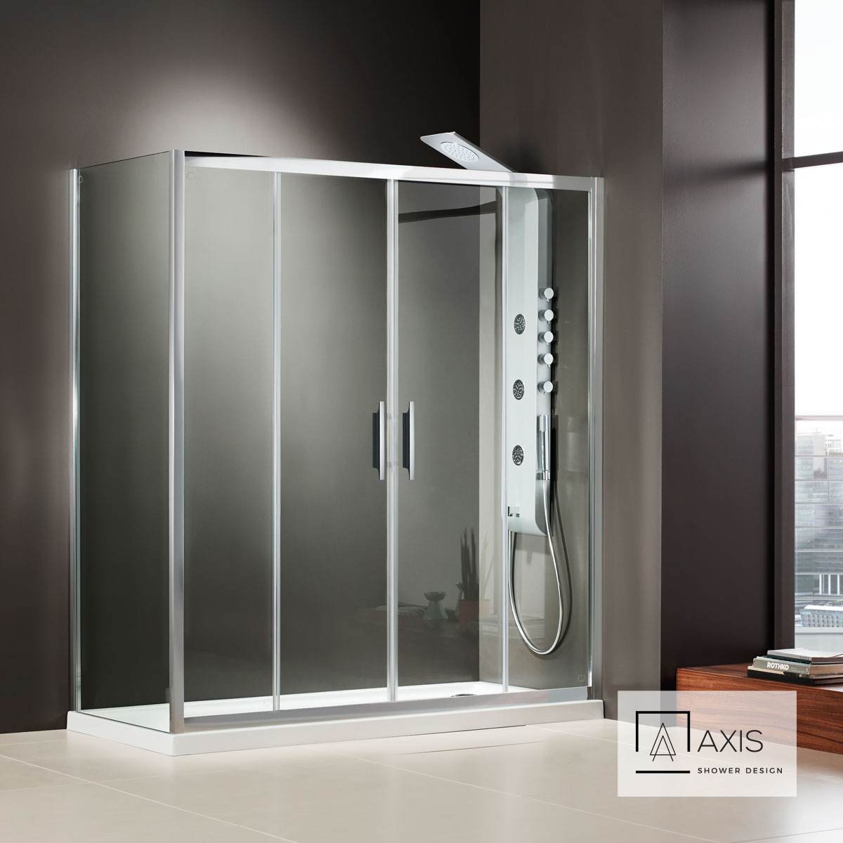 Συρόμενη διπλή πόρτα καμπίνας ντουζιέρας AXIS 160 ύψους 185εκ. ρυθμιζόμενη από 157 έως 161εκ. Clean Glass Chrome
