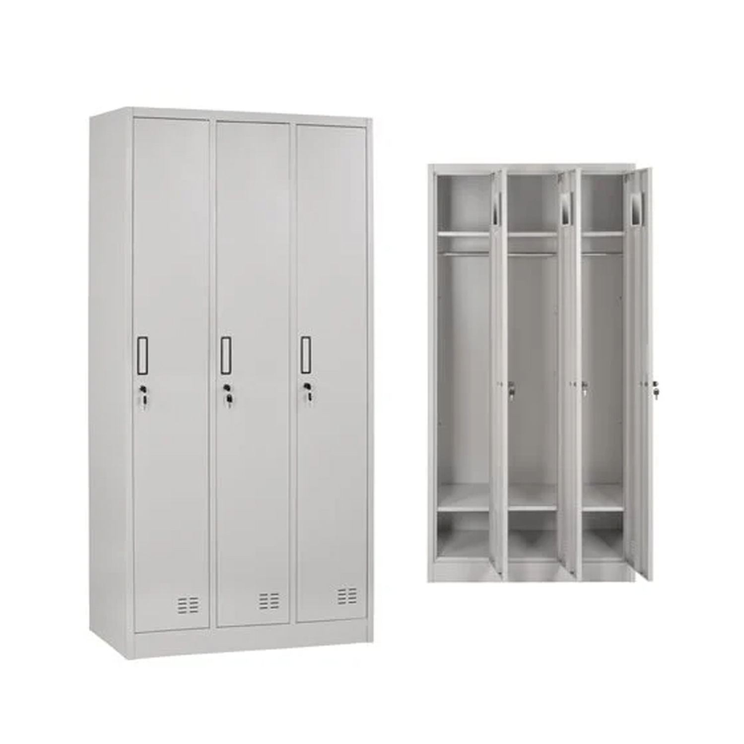 ΜΕΤΑΛΛΙΚΟΣ ΤΡΙΠΛΟΣ ΦΟΡΙΑΜΟΣ ΜΕ ΚΛΕΙΔΑΡΙΕΣ ALTONA HM5634.11 ΓΚΡΙ 90x45x185Υεκ.